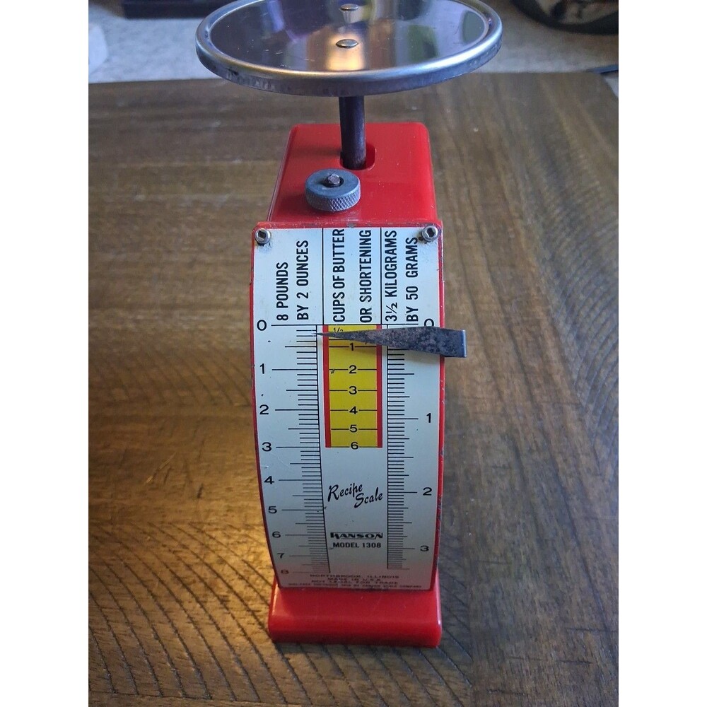 Vintage HANSON Food scale kitchen scale MODEL 1308 red yellow recipe scale RARE